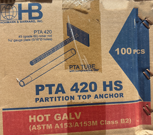 H&B PTA Series Anchors - PTA 420 HS - Box of 100