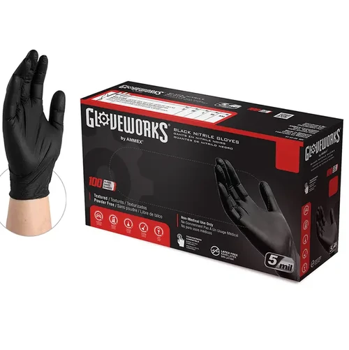 GlovePlus Black Nitrile Gloves - 100 Pack