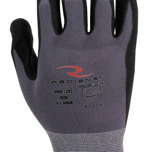 Radians RWG13 Nylon Shell Foam Nitrile Gripper Glove - 12 Pack