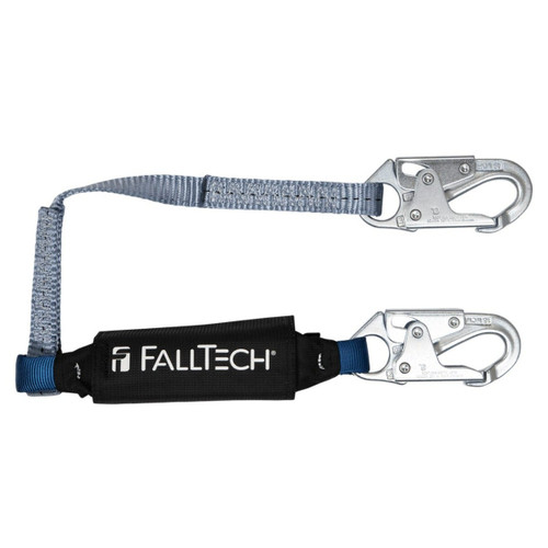FallTech 8254 4' ViewPack Energy Absorbing Lanyard with Single-leg and Steel Snap Hooks