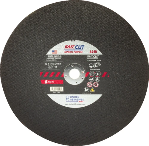 United Abrasives Sait 14" x 1/8" 20mm Metal Gas Cut-Off Wheel - Box of 10