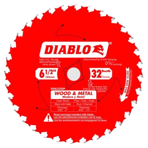 Diablo 6-1/2" x 32-Teeth Carbide Saw Blade for Wood and Metal