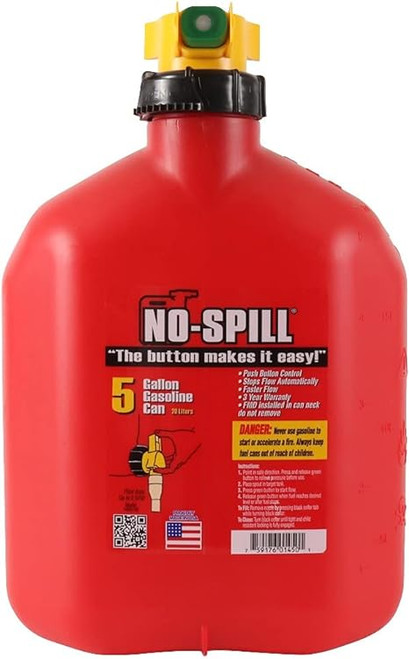 No-Spill 5-Gallon Red Poly Gas Can
