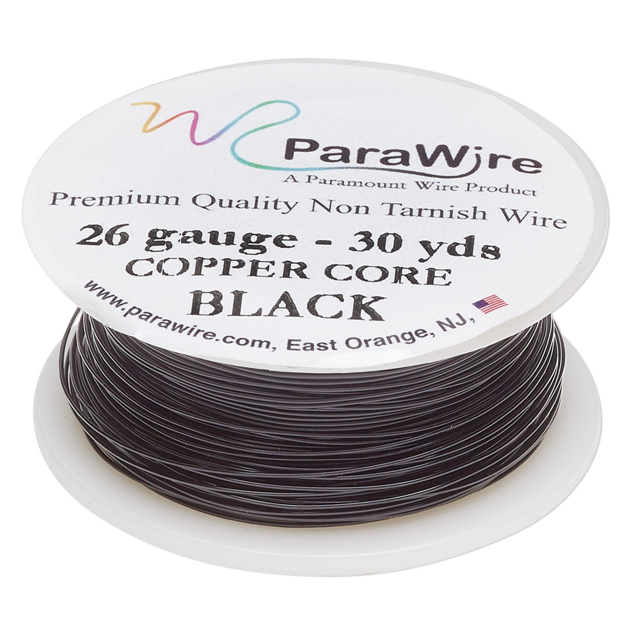 Wire, ParaWire™, enameled copper, hematite, round, 26 gauge. Sold