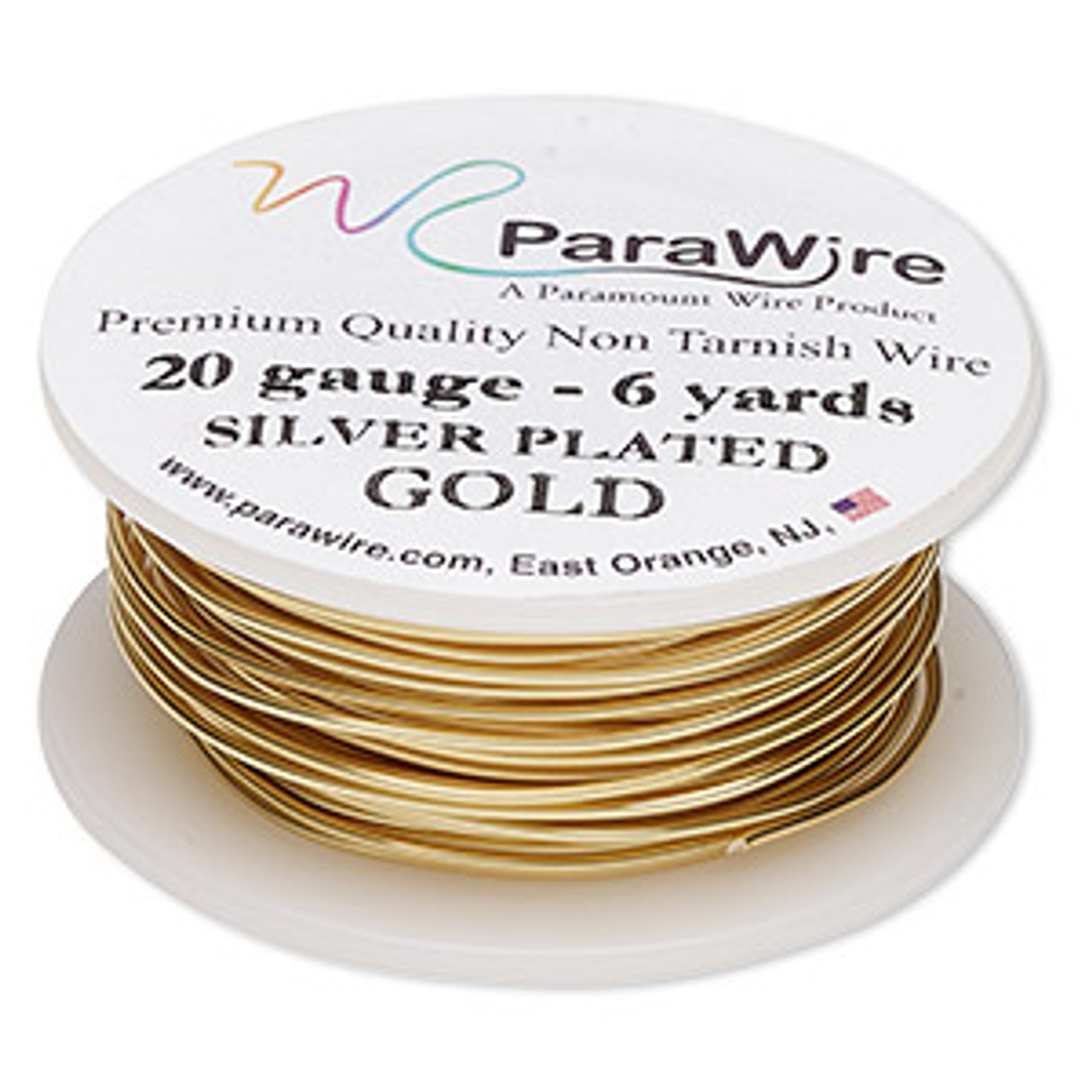 Wire, ParaWire™, gold-finished and silver-plated copper, round, 24