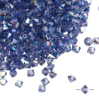 4mm - Preciosa Czech - Tanzanite AB - 48pk - Faceted Bicone Crystal