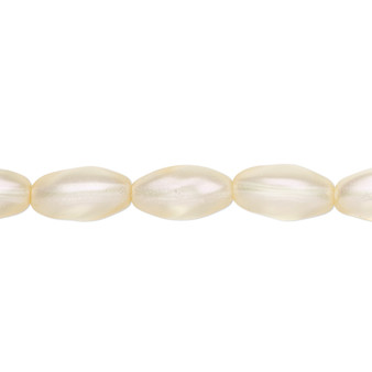 12x7mm - Czech - Pearlized Cream - Strand (approx 30 beads) - Pressed Glass Twisted Oval