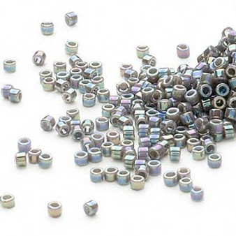 DB0168 - 11/0 - Miyuki Delica - Opaque Grey AB - 50gms - Cylinder Seed Beads