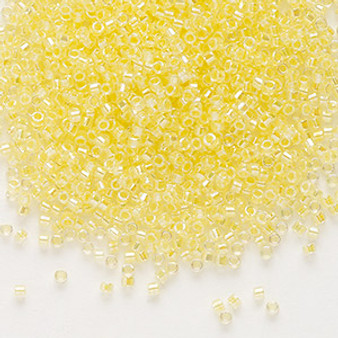 DB0053 - 11/0 - Miyuki Delica - Translucent Light Yellow-lined Rainbow Crystal Clear - 50gms - Cylinder Seed Beads
