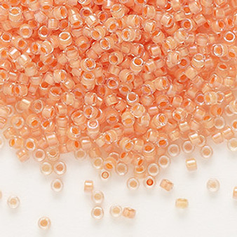 DB0068 - 11/0 - Miyuki Delica - Translucent Peach-lined Luster Crystal Clear - 50gms - Cylinder Seed Beads