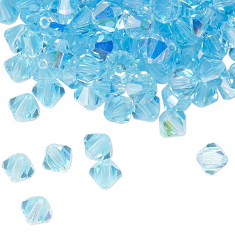 6mm - Preciosa Czech - Aqua Bohemica AB - 24pk - Faceted Bicone Crystal