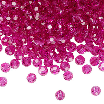 4mm - Preciosa Czech - Fuschia - 24pk - Faceted Round Crystal