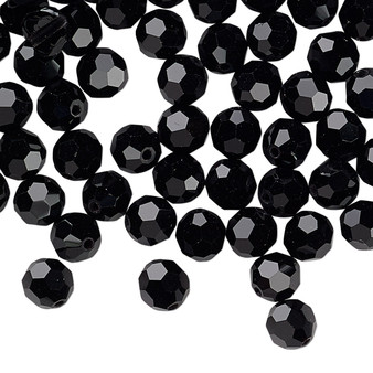 6mm - Preciosa Czech - Opaque Jet - 24pk - Faceted Round Crystal
