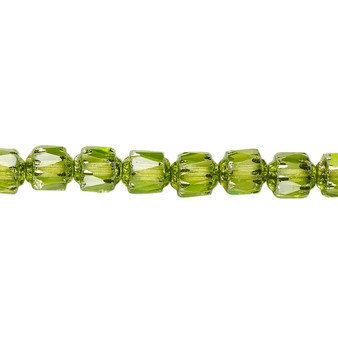 6mm - Preciosa Czech - Lime Green Apollo AB - 15.5" Strand (Approx 65 beads) - Round Cathedral Glass Beads