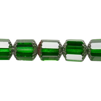 10mm - Preciosa Czech - Emerald Green & Metallic Emerald Green - 15.5" Strand (Approx 40 beads) - Round Cathedral Glass Beads