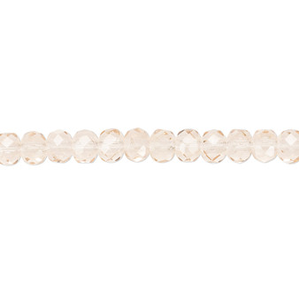 5x4mm - Preciosa Czech - Light Rose - 15.5" Strand - Faceted Rondelle Fire Polished Glass Beads