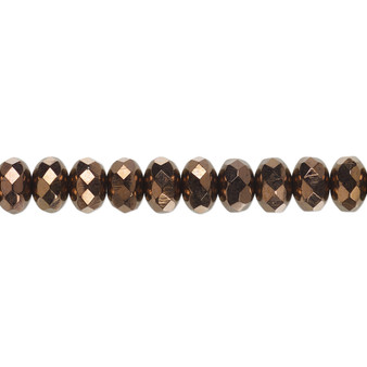 7x5mm - Preciosa Czech - Opaque Bronze - 15.5" Strand - Faceted Rondelle Fire Polished Glass Beads