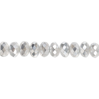 7x5mm - Preciosa Czech - Metallic Chrome - 15.5" Strand - Faceted Rondelle Fire Polished Glass Beads