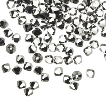 4mm - Preciosa Czech - Jet Light Hematite 2X - 144pk - Faceted Bicone Crystal