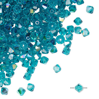 4mm - Preciosa Czech - Blue Zircon AB - 144pk - Faceted Bicone Crystal