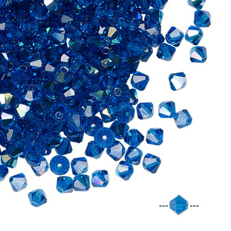 4mm - Preciosa Czech - Capri Blue AB - 144pk - Faceted Bicone Crystal