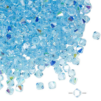 4mm - Preciosa Czech - Aquamarine AB - 144pk - Faceted Bicone Crystal
