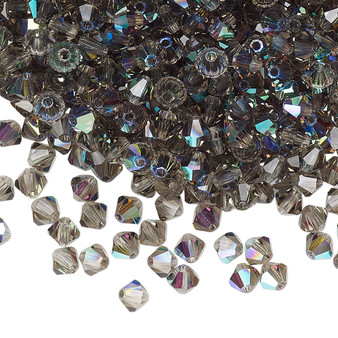 4mm - Preciosa Czech - Black Diamond AB - 144pk - Faceted Bicone Crystal