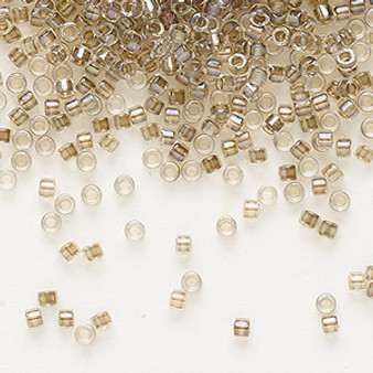 DB0064 - 11/0 - Miyuki Delica - Translucent Taupe-lined Luster Crystal Clear - 50gms - Cylinder Seed Beads