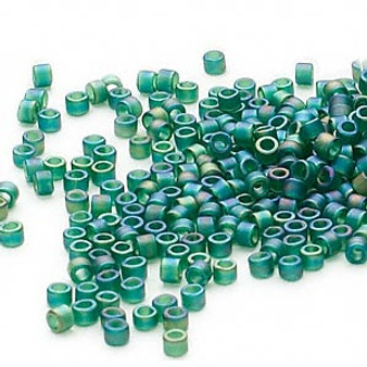 DB0859 - 11/0 - Miyuki Delica - Transparent Matte Rainbow Emerald Green - 50gms - Cylinder Seed Beads