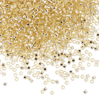 DB1212 - 11/0 - Miyuki Delica - Transparent Silver-Lined Shimmer Light Gold - 50gms - Cylinder Seed Beads