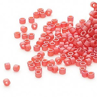 DB0856 - 11/0 - Miyuki Delica - Transparent Matte Rainbow Fire Light Red- 50gms - Cylinder Seed Beads