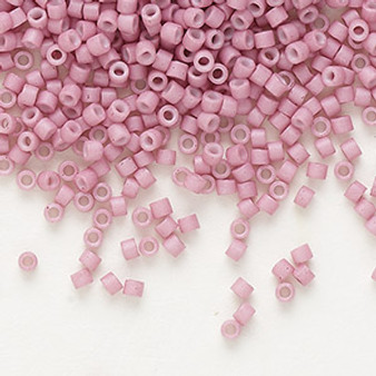 DB0800 - 11/0 - Miyuki Delica - Opaque Matte White Lined Dusty Rose - 50gms - Cylinder Seed Beads