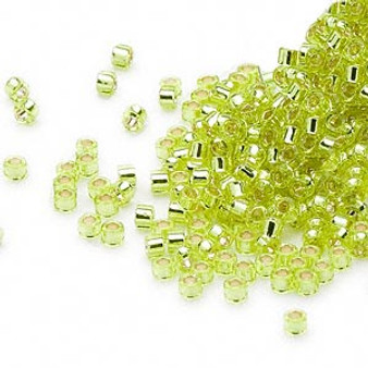DB0147 - 11/0 - Miyuki Delica - Transparent Silver Lined Lime Yellow - 50gms - Cylinder Seed Beads