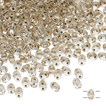 Last Stock: 500030-68106 - 2.5x5mm - Transparent Bronze Lined Clear - 20gm bag - Super Duo Beads