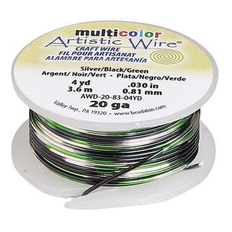 20 Guage - Artistic Wire® - Variegated Silver / Green / Black - 4 yard spool - copper