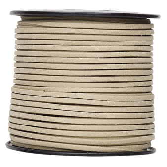 Cord, faux suede lace, cream. Sold per 100-yard spool.