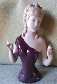 Porcelain half doll - Jennifer - deep burgundy - 13.5cm high