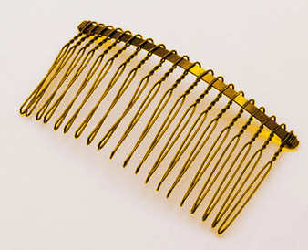 10 x Metal Beadable Hair Comb 77mm long  x 37mm wide  - Gold