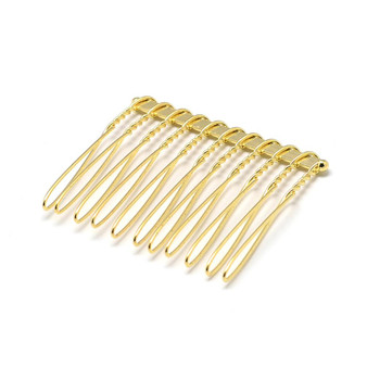 10 x Metal Beadable Hair Comb 42mm long  x 37mm wide  - Gold