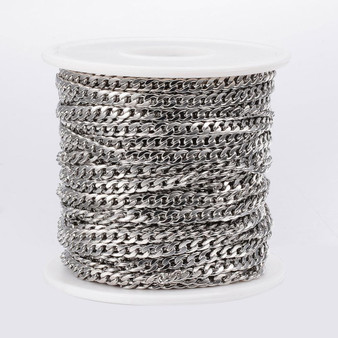 10 metre of 304 Stainless Steel Cuban Link Chain, 5.5x3.8mm, 1mm thick