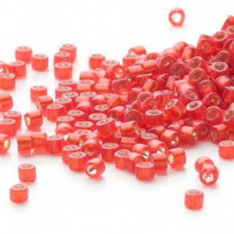 DB0683 - 11/0 - Miyuki Delica - Transparent Silver Lined Frosted Ruby Red - 50gms - Cylinder Seed Beads