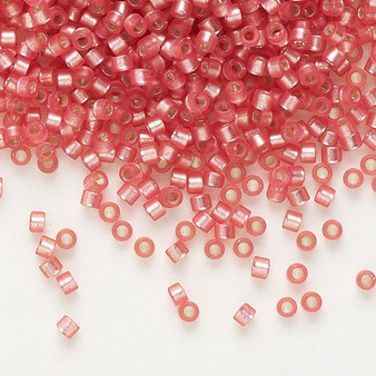 DB0684 - 11/0 - Miyuki Delica - Transparent Silver Lined Frosted Medium Rose - 50gms - Cylinder Seed Beads