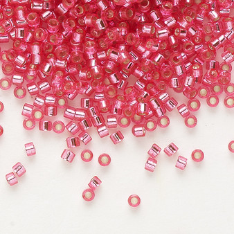 DB1338 - 11/0 - Miyuki Delica - Transparent Silver Lined Dark Pink - 7.5gms - Cylinder Seed Beads