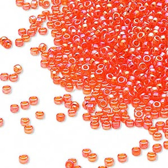 15-297 - 15/0 - Miyuki - Transparent Rainbow Orange - 35gms Glass Round Seed Beads