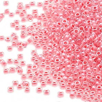 15-204 - 15/0 - Miyuki - Transparent Colour-Lined Luster Salmon - 35gms Glass Round Seed Beads