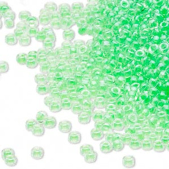 15-228 - 15/0 - Miyuki - Transparent Colour-Lined Luster Lime - 35gms Glass Round Seed Beads