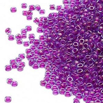 15-352 - 15/0 - Miyuki - Transparent Colour-Lined Fancy Dark Fuschia - 35gms Glass Round Seed Beads