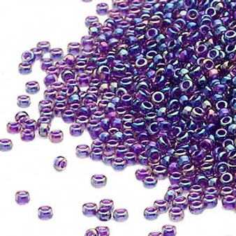15-356 - 15/0 - Miyuki - Transparent Colour-Lined Fancy Blue Violet - 35gms Glass Round Seed Beads