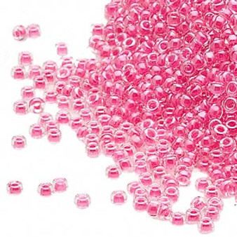 15-208 - 15/0 - Miyuki - Transparent Colour-Lined Luster Dark Pink - 35gms Vial Glass Round Seed Beads