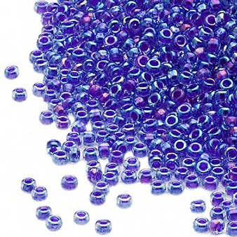 15-353 - 15/0 - Miyuki - Transparent Colour-Lined Fancy Blue Purple - 35gms Glass Round Seed Beads